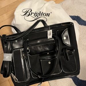 Oversized bag with leather trim